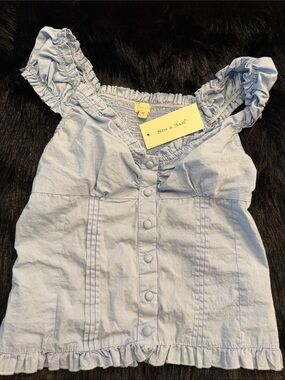 Sim & Sam Light Blue Ruffled Cotton Crop Top
